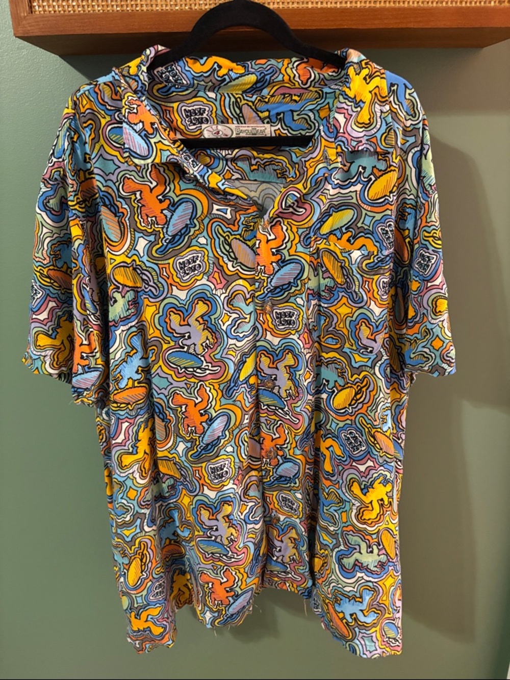 Men's Jazz Fest Umbrella Man Print Shirt - Bold Allover Pattern